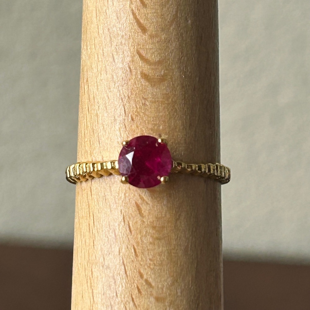 Ring Red Ruby Joseph Esposito Vintage Style Round Solitaire Gold Filled Size 8.5